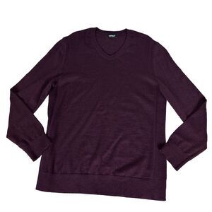 Express Womens Sweater size Small Burgundy Merino Wool Blend V Neck Lightweight